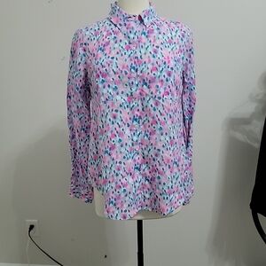 Lilly Pulitzer Sea View Linon Button Dw Top Shirt Fun Sun Repeat Ditzy Sz M NWOT